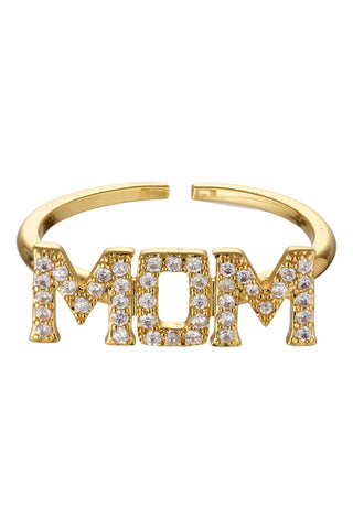 MOM ring with bling stones - forgyldt