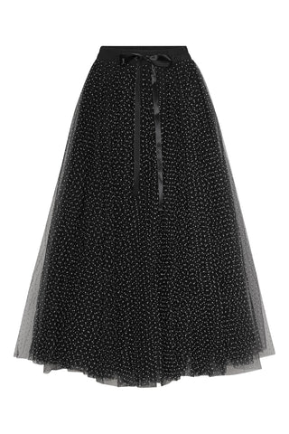 Daisy tyl skirt - black with White dots