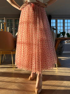 Daisy skirt - pink with red hearts