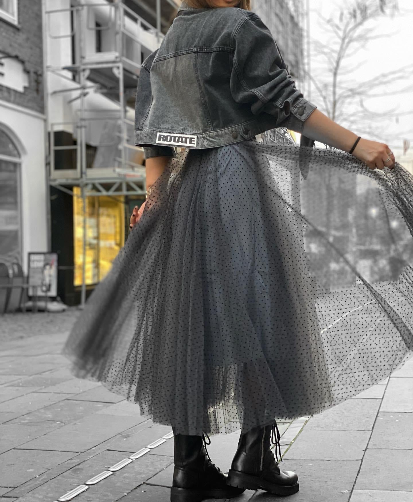 Daisy tyl Skirt - Grey with Grey Dots - EMM Copenhagen