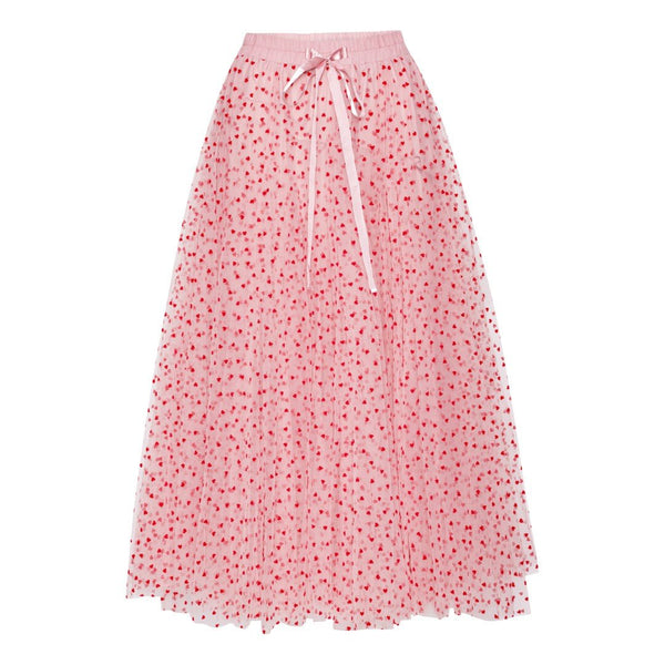 Daisy tyl skirt - pink with red hearts - EMM Copenhagen