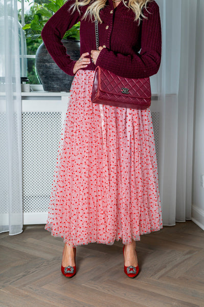 Daisy tyl skirt - pink with red hearts - EMM Copenhagen
