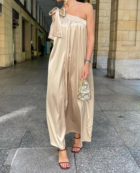 India One shoulder dress - sand - EMM Copenhagen
