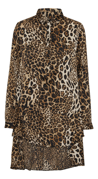 Saga Shirt Dress - Brown Leopard