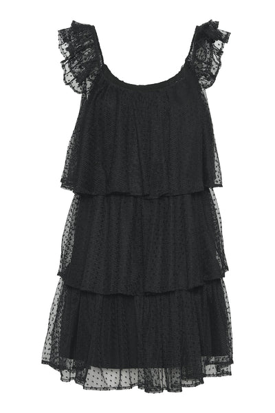 Tulle Ruffle Dress - Black