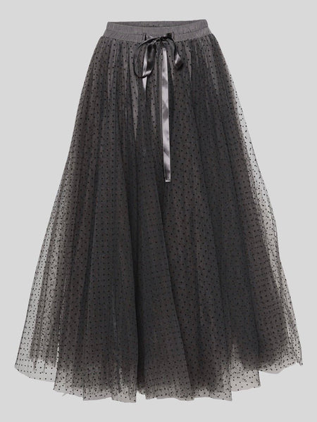 Daisy tyl Skirt - Grey with Grey Dots - EMM Copenhagen