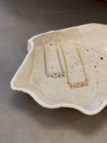 "MOM" zirkonia Bling Necklace   - Gold