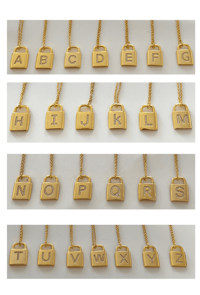 Lock Letters halskæde - alfabet - forgyldt - EMM Copenhagen