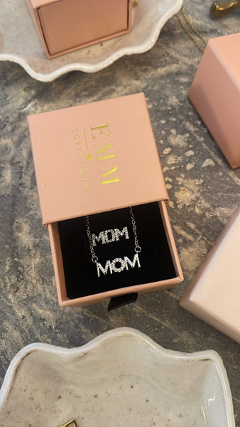 MOM necklace with zirkonia stone - forsølvet - EMM Copenhagen